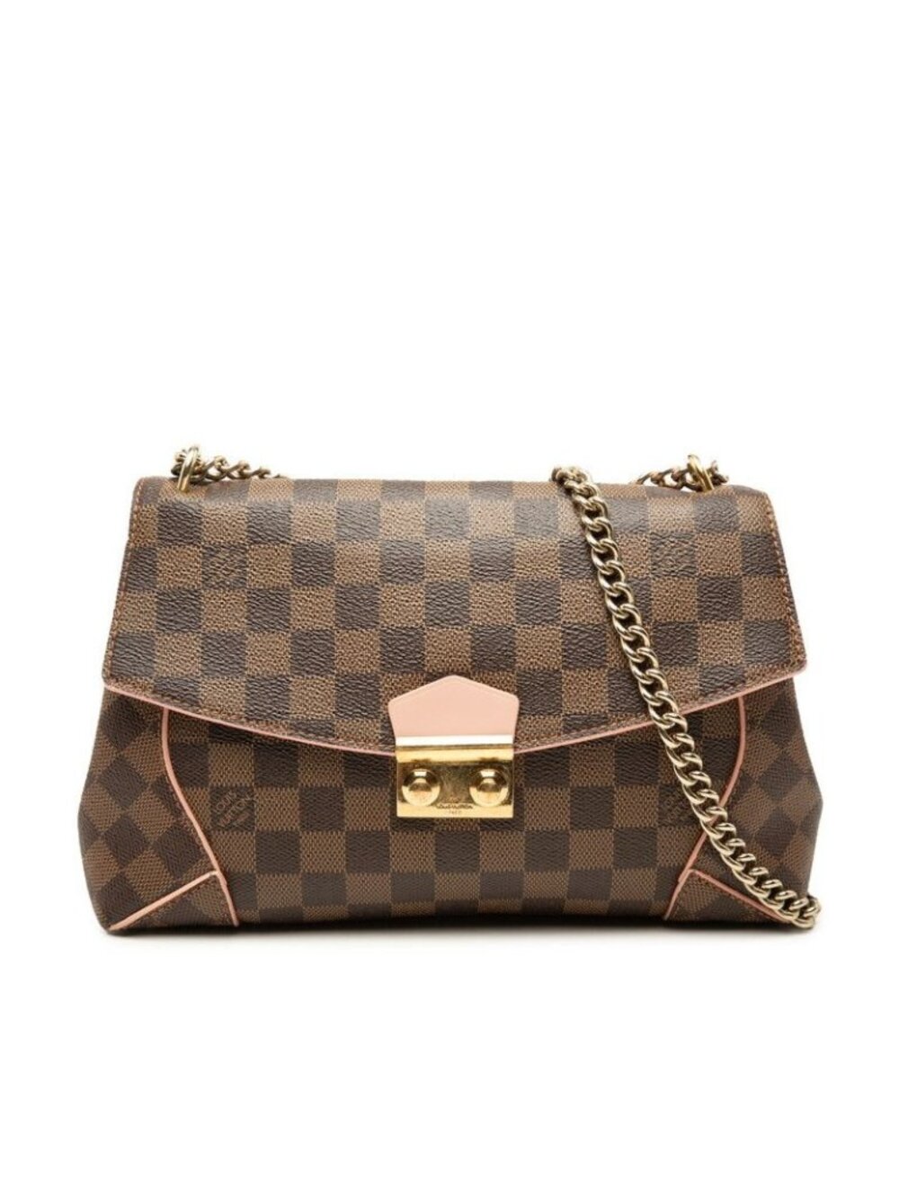 Louis Vuitton Damier Kaisa Clutch Chain Shoulder Bag Brown Rose Ballerine